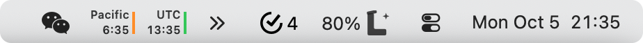 Menu bar with the Hidden group shown to the left of arrows pointing right